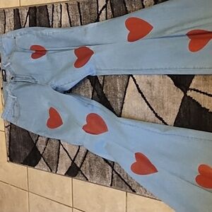 Heart denim flare jeans